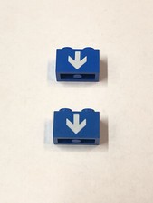 LEGO vintage - 2 briques décorées flèche blanche - Réf. 3004p20 Blue/bleu