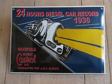 Plaque émaillée bombée CASTROL WAKEFIELD RECORD huile auto moteur bidon 35X25