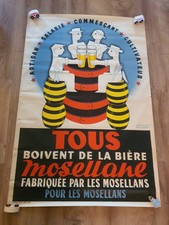 Ancienne affiche Bière Mosellane  Edouard Bollaert 1950 Brasserie de moselle