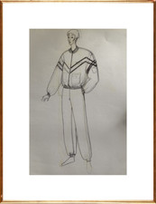 SUPERBE DESSIN DE MODE FEMININE VINTAGE 1980 DLG CLAUDE MONTANA / MUGLER (6)