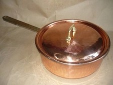 Casserole Cuivre Étamé de Cuisine Poignée Laiton 26 CM pour Professionnel