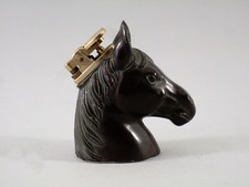  BRIQUET DE TABLE, tête de cheval en métal, patine noire, vintage 