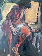 Peinture Huile 1960 Bois Art
