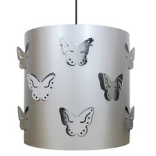 Suspension métal argenté avec découpe forme papillon - E27 - Style contemporain