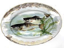 Limoges Décor poisson contour dore assiettes anciennes ( Décoration Vintage )