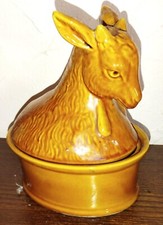 Terrine CHEVRE   ZOOMORPHE Faience  Vintage PORTUGAL GEO (no Caugant )
