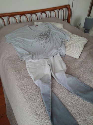 Jean blanc degrade gris - jean,