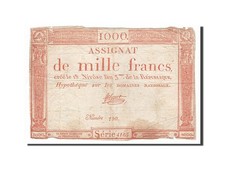 [#160913] Geldschein, Frankreich, 1000 Francs, 1795, Leval, 1795-01-07, S, KM:A8