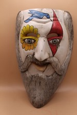 811 -- ANCIEN -- MASQUE MEXICAIN EN BOIS PATINE ARLEQUIN VINTAGE CARNAVAL ORI...