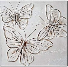 TABLEAU Decoration Murale, Tableaux Deco PAPILLON, Peinture sur Toile 50x50cm