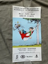 FRANQUIN AFFICHE GASTON SALON INVENTEURS 1991 HEYSEL 22 x 42 cm EXCELLENT ÉTAT