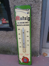 ANCIENNE  PLAQUE EMAILLEE  THERMOMETRE BIERES  MUTZIG  75,5 x 19   cm ANNEES  50
