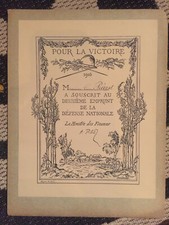Diplome Souscription 1916 Deuxième emprunt Défense Nationale  B. Naudin