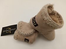 MOU MOU KIDS Bottes Bébé En Mouton Camoscio Beige Avec Bords En Laine