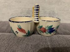 HB Quimper salière et poivrière en faïence à décor breton et de fleurs