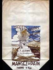 SAC en PAPIER Emballage PAIN MEUNIER "FARINE DE FRANCE" illustré MOULIN à vent