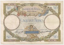DERNIERE DATE - BILLET 50 FRANCS LUC OLIVIER MERSON - 11 MAI 1934 - ETAT TTB