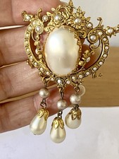 Broche Pendentif Victorienne Nacre Perle Couture necklace jewelry bijoux Vintage