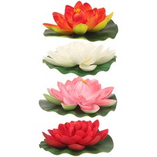 4 PCS Fleurs De Lotus Nenuphar Artificiel Décoration D'étang