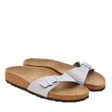 BIRKENSTOCK MADRID SHINY GLITTER SILVER SANDALES LARGEUR ETROITE