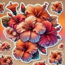 2 Autocollants hibiscus Tahiti