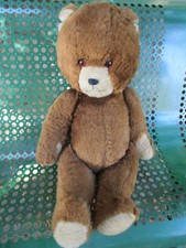 Jouet enfant peluche grand ours ancien 70 cm frisure yeux plastique 