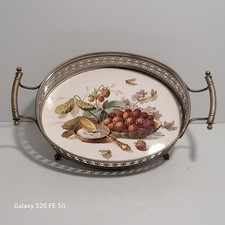 Panier Corbeille Plat Faience Ancienne Metal Plaque Fruits Dlg Sarreguemines
