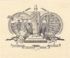 Exlibris Bookplate Cliché Henry-Andre 1857-1932 Minerva Chouette Bouquinisten