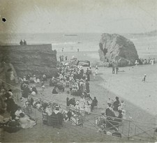 France Biarritz la Plage c1910 Photo Stereo Plaque de verre Vintage CT8L2n 