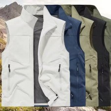 Gilet Pour Hommes Veste D'extérieur Manteau À Zip Multi Poches Décontracté Doux