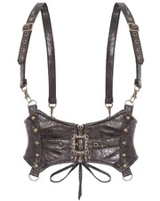 Devil Fashion Femmes Steampunk Jarretelle Harnais Serre-Taille Corset Marron