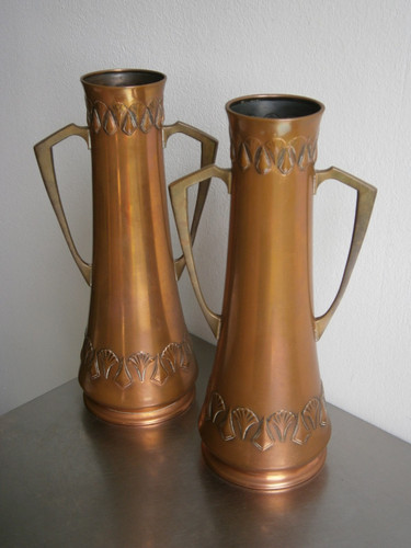 Paire vase 1900 - 1900, cuivre