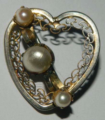 Jolie broche vintage coeur - broche,