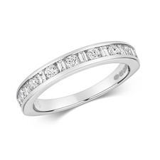 Bague Femme Semi Pavée Or Blanc 9 k/carat et Diamant 0.53 Carat