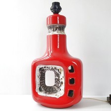 LAMPE DE TABLE OU DE SOL VINTAGE 1960 EN CERAMIQUE ROUGE & LAVE 60S 1960S
