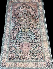 silk prayer rug Kashmir tapis priere soie Cashmere vase niche seide teppich bird