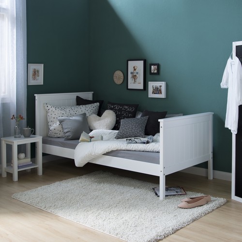 Lit 90x200 bois - cm, blanc
