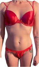 Neuf Lingerie Soutien Gorge soleil Sucré Luxe Dentelle Rouge Sexy S/M Satin