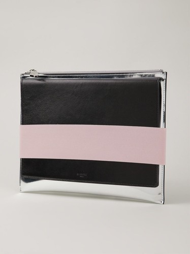 Pochette colour block cuir - en,