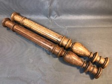 Lot 2 anciennes colonnes bois tourné balustre noyer sculpté meuble ancien