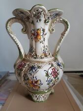 Grand vase à anses - 37 cm - Porcelaine Capodimonte / N Couronné - Décor floral