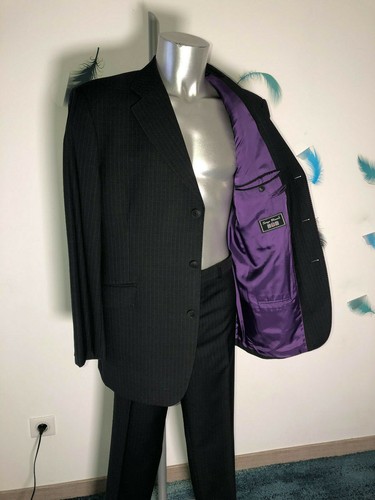 Costume gris rayé bleu serge - costume,