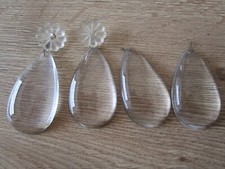 4 Pampilles en cristal de 7 cm forme  goutte d'eau lisse pour Lustre ancien N°7