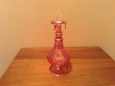 Incredible vintage pink Bavarian glass 6 3/4" perfume bottle