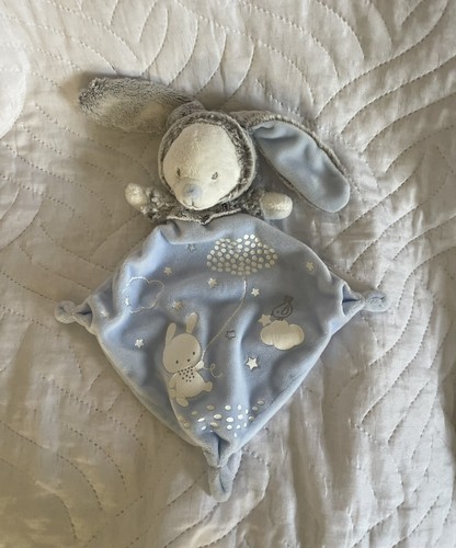 Doudou lapin bleu gris rabbit - bleu,