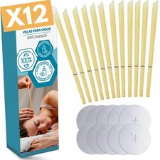 PACK 12 BOUGIES Auriculaires pour Nettoyer les oreilles - Cône à Cire d’oreil...