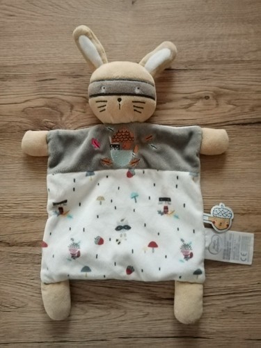 Doudou plat lapin masqué - lapin,