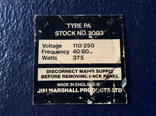 VINTAGE MARSHALL "STOCK TAG"