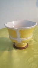 ANCIEN CACHE POT COUPE VASE CERAMIQUE FAIENCE ITALY DESIGN VINTAGE DECORATION