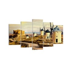 Impression sur Toile 160x85cm Tableaux Image Moulin à vent andalousie paysage